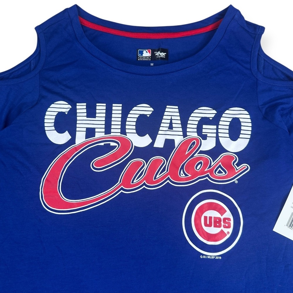 G III 4Her Chicago Cubs Cold Shoulder Long Sleeve‎ Shirt Women's Size M